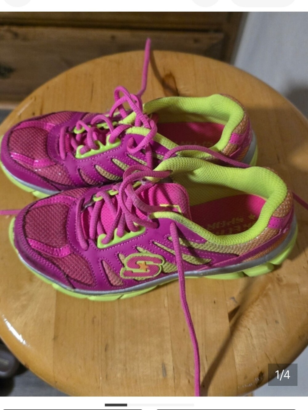 Skechers Kids Pink and Lime Green Athletic Sneakers